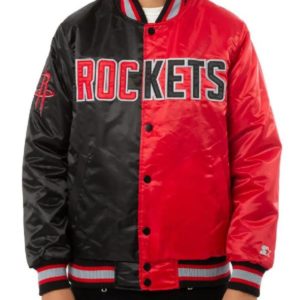 Houston Rockets Red And Black Satin Jacket