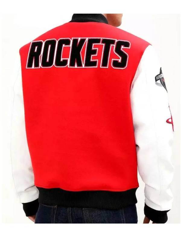 Houston Rockets Red And White Wool Jacket