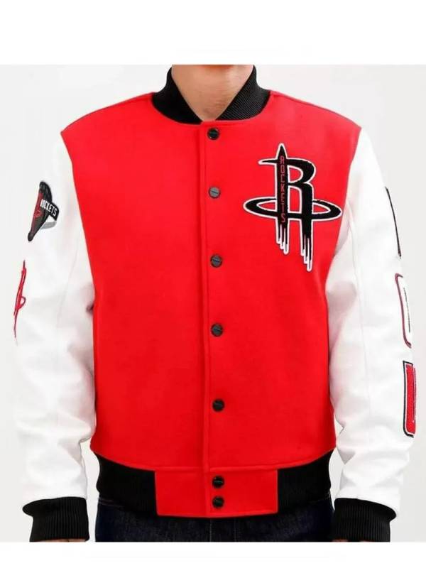Houston Rockets Red And White Wool Jacket